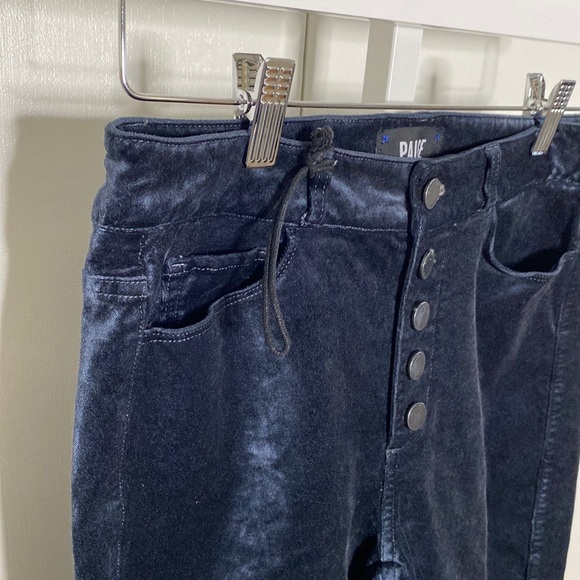 PAIGE | Blue Velvet Cotton/Rayon/Spandex Button-Fly Hoxton Ankle Peg Jeans/Pants - Picture 5 of 15